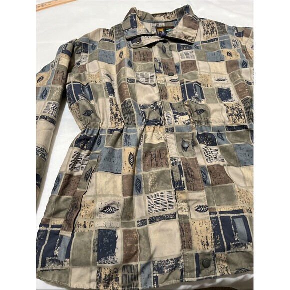 VTG Forresters Windbreaker Shirt GORE-TEX Women’s L Outdoors Geometric Khaki - Picture 10 of 16
